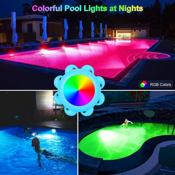 2 Pack LED Pool Lights Remote Control Underwater Color Changing Timer - Picture 3 of 3